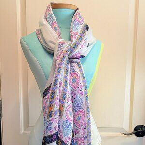 Talbots Shawl or Wrap with Floral and Paisley Border Pattern - NWOT